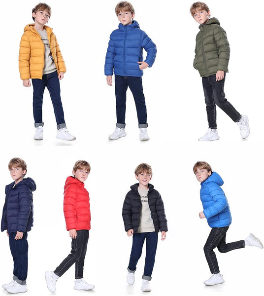 Hooded Puffer Jackets for Boys and Girls – Lightweight and Packable – Autumn and Winter Coat, Warm and Comfy