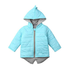 Baby Boys Girls Dinosaur Hooded Coat, Zipper up Winter Thick Outwear, Solid Color Padded Jacket