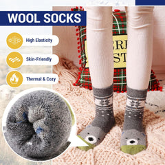 Kids Wool Socks for Boys Girls Warm Hiking Thermal Winter Cozy Soft Thick Toddlers Crew Boot Socks 6 Pairs