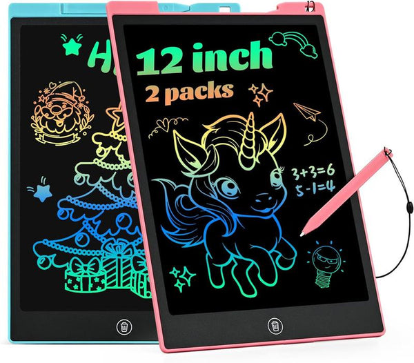 2 Count LCD Writing Tablet for Kids 12 Inch, Kids Learning Toys Drawing Pad for Boys Girls, Erasable Doodle Board for Toddlers Travel Essentials, Christmas Birthday Gift for Kids Writingtablet