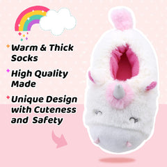 Girls Unicorn Slippers - Cute Fuzzy Slippers Warm Plush House Slippers for Toddler Girls